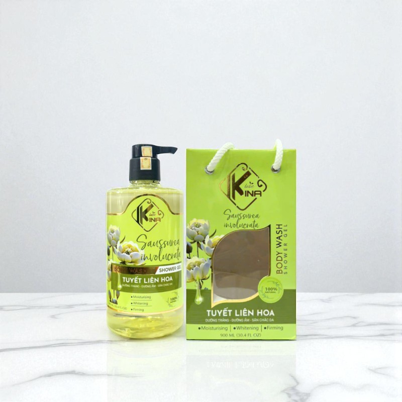 Sữa Tắm Kina Hương Nước Hoa Tuyết Liên 900ml Tặng Kèm 1 Bông Tắm