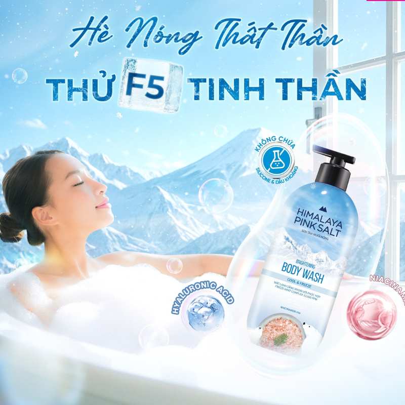 Sữa Tắm Muối Hồng Himalaya Pink Cool & Freeze 500g
