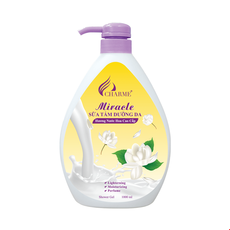 Sữa Tắm Nước Hoa Charme Miracle 1000ml Hương Hoa Nhài phù hợp để tham khảo khi chọn Xà phòng, sữa tắm, nước rửa tay