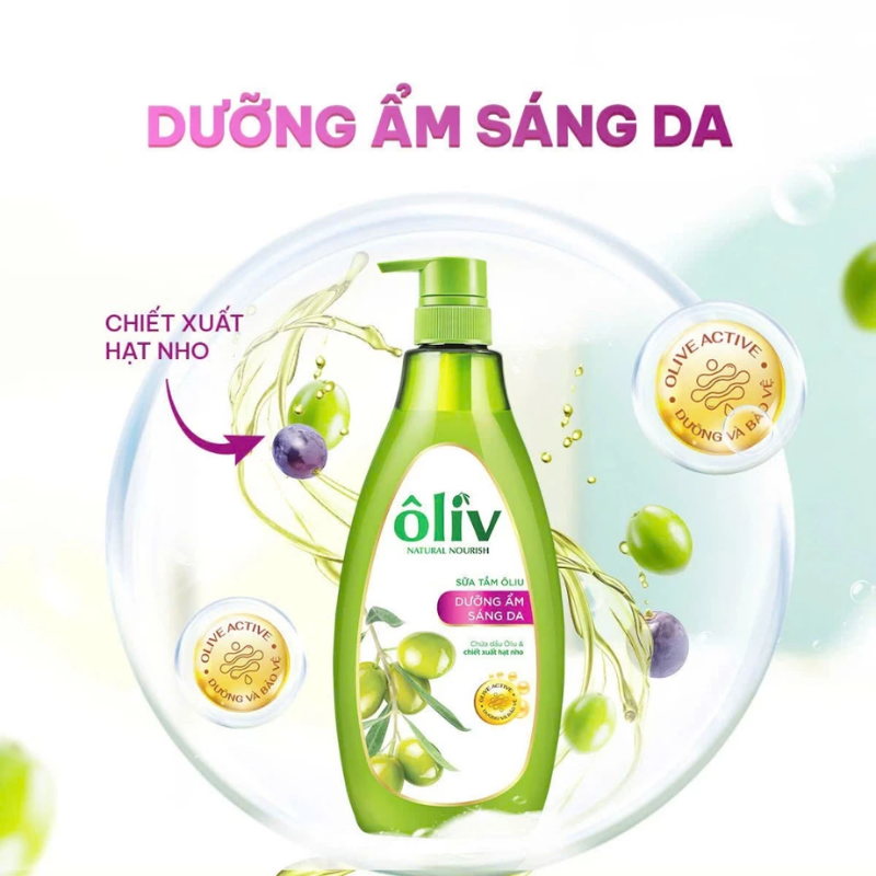 Sữa Tắm Ôliv Ôliu 3X Dưỡng Ẩm Sáng Da 650ml Hồng - Tặng Dầu Gội Ôliu