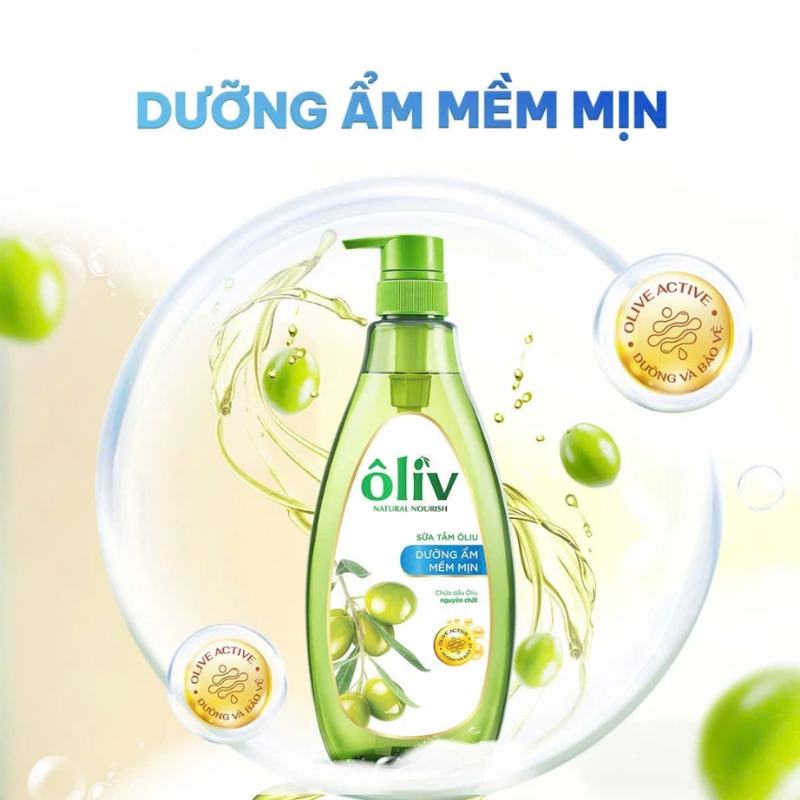 Sữa Tắm Ôliu Oliv 3X Dưỡng Ẩm 650ml Tặng 1 Dầu Gội Ôliu Giúp Giảm Gãy Rụng Tóc