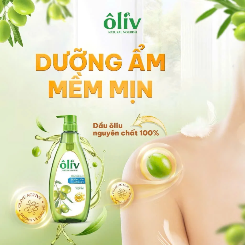 Sữa Tắm Ôliu Oliv 3X Dưỡng Ẩm 650ml Tặng 1 Dầu Gội Ôliu Giúp Giảm Gãy Rụng Tóc