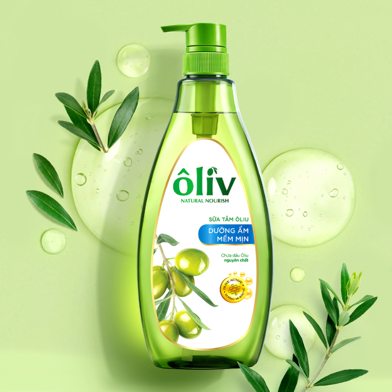 Thiết kế chai vòi nhấn 650ml của sữa tắm ôliu