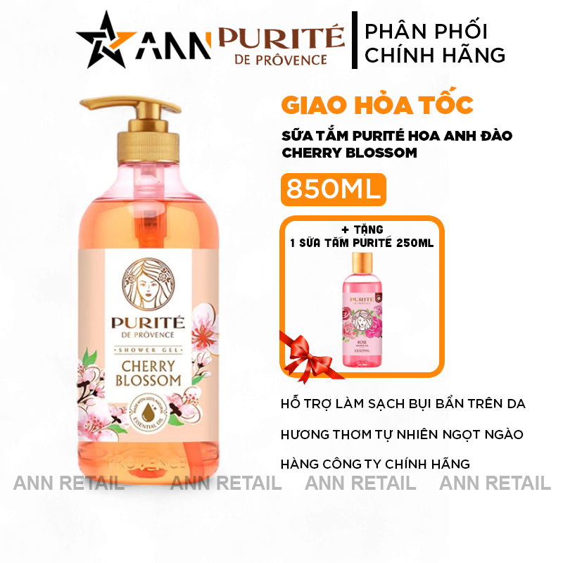 Hình chai 850ml với vòi pump và hương hoa anh đào