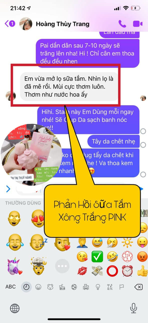 Phản hồi về mùi hương thơm như nước hoa