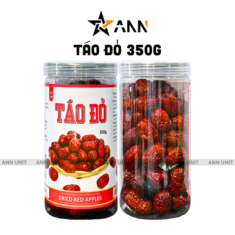 Hình ảnh hộp táo đỏ khô 350g dạng hũ nhựa nắp vặn
