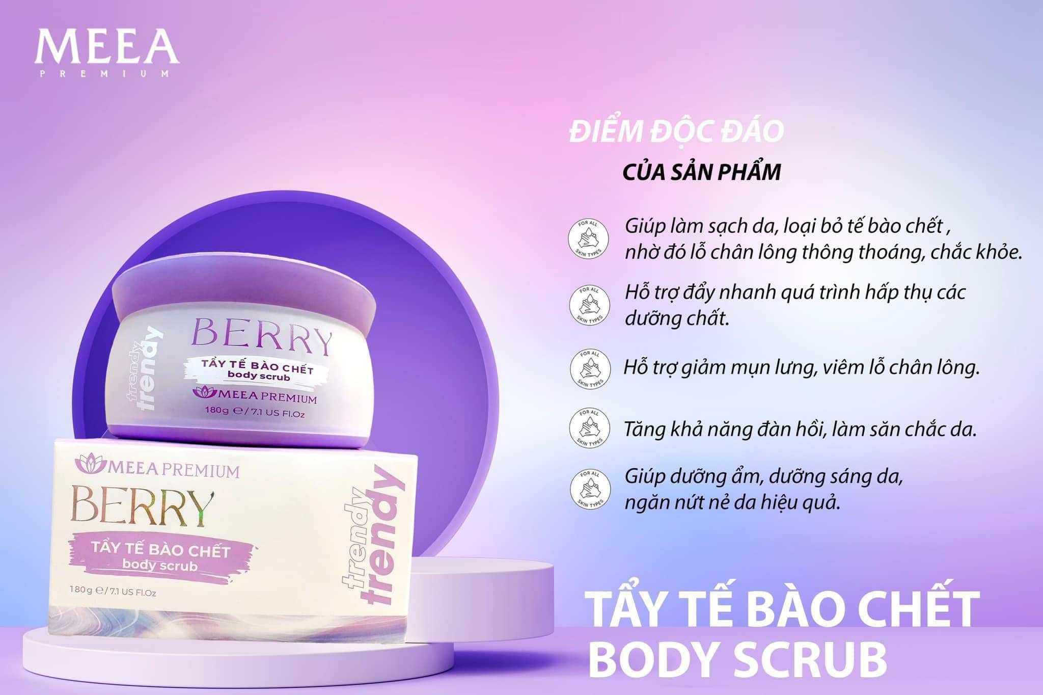 Tẩy Tế Bào Chết Body Scrub Berry Meea Premium 180g