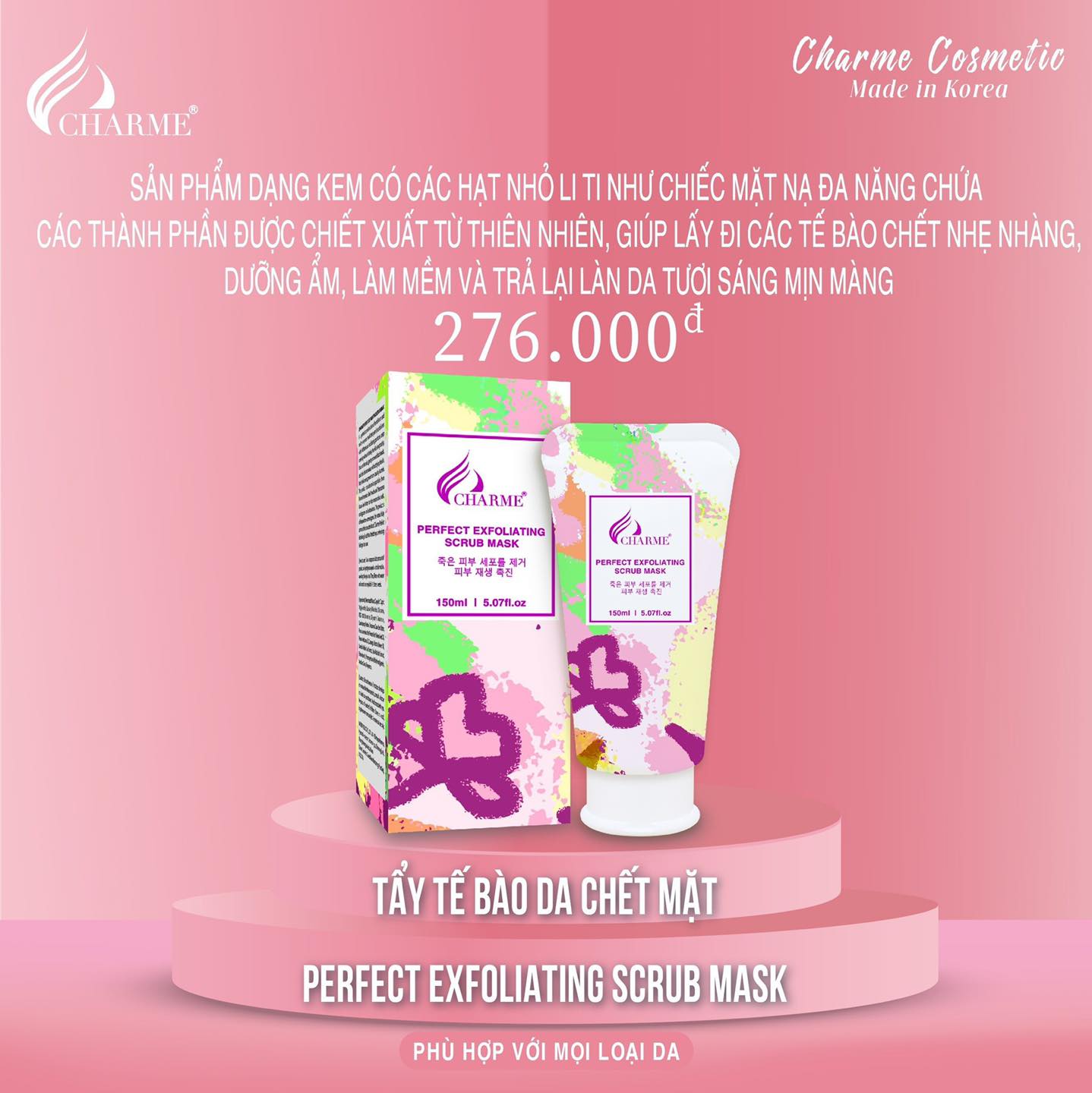Tẩy Tế Bào Chết Da Mặt Charme Perfect Exfoliating Scrub Mask 150ml
