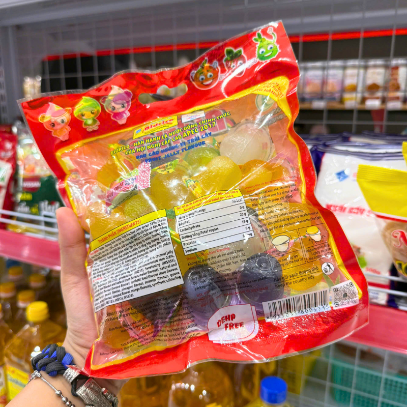 Mặt sau bao bì với thông tin sản phẩm