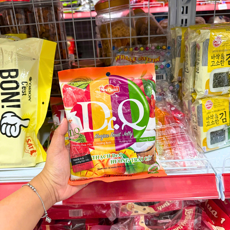 Mặt trước bao bì với các hương vị trái cây nổi bật