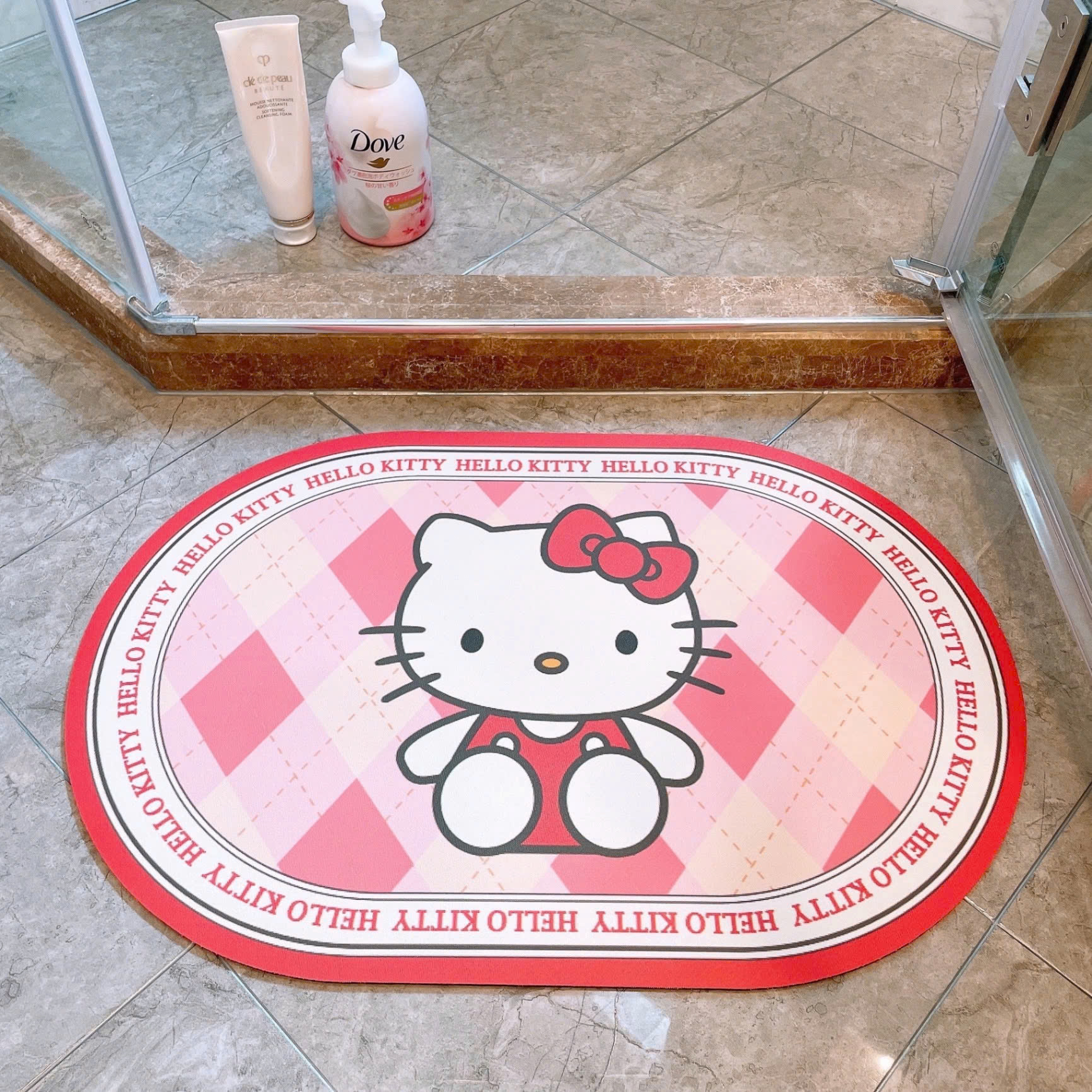 Thảm Lau Chân Hình Oval Kuromi 3D Chống Trượt 60x40cm
