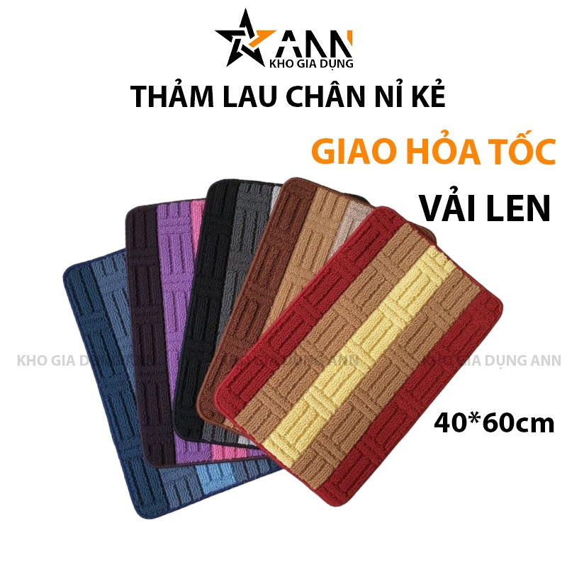 Thảm Lau Chân Nỉ Kẻ Chống Trượt 40x60cm Nhiều Màu