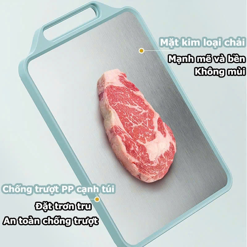 Mặt inox sáng và viền nhựa PP chống trượt