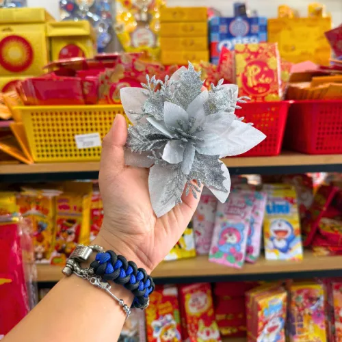 1 Hoa Kim Tuyến Trang Trí Tết - Bông Hoa Trạng Nguyên Kim Tuyến Vàng, Đỏ, Trắng