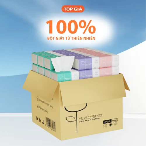 1 Thùng 16 Gói Giấy Ăn Topgia 3 Màu