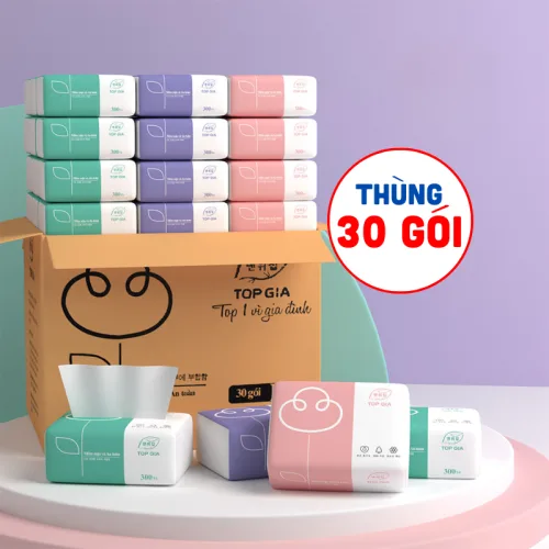 1 Thùng 30 Gói Khăn Giấy Ăn 3 Màu Top Gia Loại Nhỏ