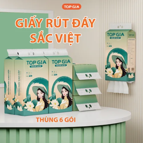 1 Thùng 4 Bịch Giấy Rút Đáy Topgia Sắc Việt