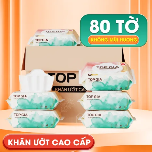 1 Thùng 6 Bịch Khăn Ướt 80 Tờ Topgia Ban Mai