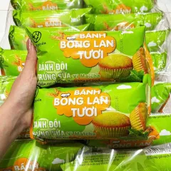 1 Thùng Bánh Bông Lan Tươi Trứng Sữa Kim Nguyên Vị Matcha (60g x 10 Lốc x 10 Gói) - Bịch Xanh Lá