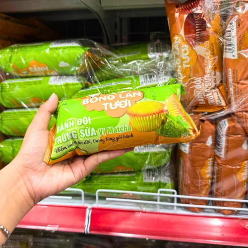 1 Thùng Bánh Bông Lan Tươi Trứng Sữa Kim Nguyên Vị Matcha (60g x 10 Lốc x 10 Gói) - Bịch Xanh Lá