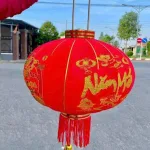 2 LỒNG ĐÈN NHUNG KẺ TẾT 60CM(Giá 2 cái)