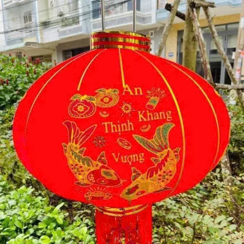 2 LỒNG ĐÈN NHUNG KẺ TẾT 60CM(Giá 2 cái)