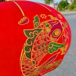 2 LỒNG ĐÈN NHUNG KẺ TẾT 60CM(Giá 2 cái)