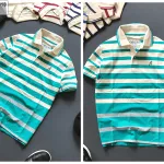 Áo cổ bẻ sọc ngang thêu chữ A( giá mới)