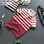 Áo cổ bẻ sọc ngang thêu chữ A( giá mới)