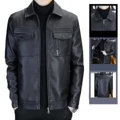 Áo Khoác Da Nam Cổ Bẻ Lót Vải Dù Phối Túi Hai Bên Cao Cấp (Có size to 3x)
