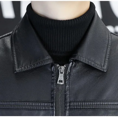 Áo Khoác Da Nam Cổ Bẻ Lót Vải Dù Phối Túi Hai Bên Cao Cấp (Có size to 3x)