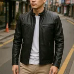 Áo Khoác Da Nam Cổ Trụ Lót Vải Mềm Cao Cấp Có Big Size