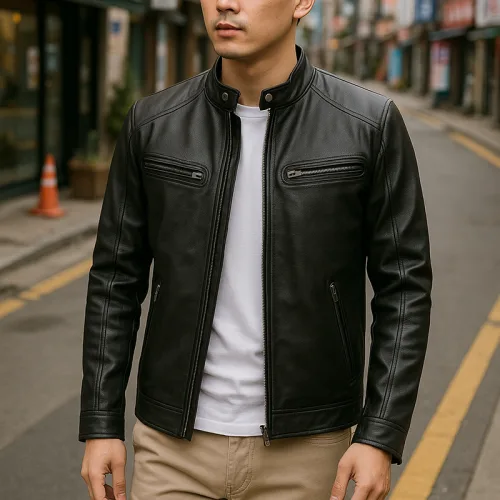 Áo Khoác Da Nam Cổ Trụ Lót Vải Mềm Cao Cấp Có Big Size