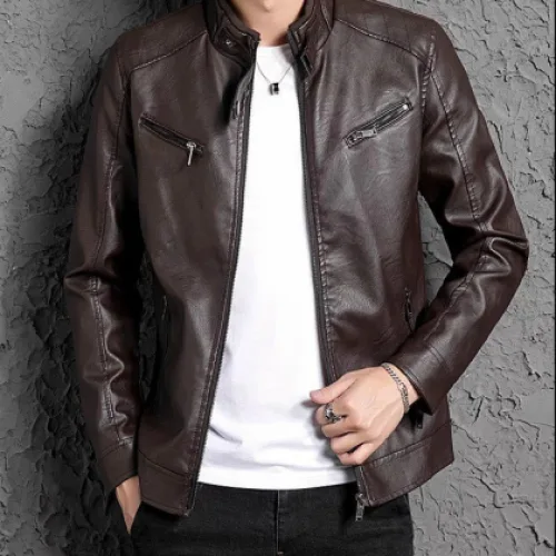 Áo Khoác Da Nam Lót Dù Khoá Kéo Cao Cấp (Có size to 3x)