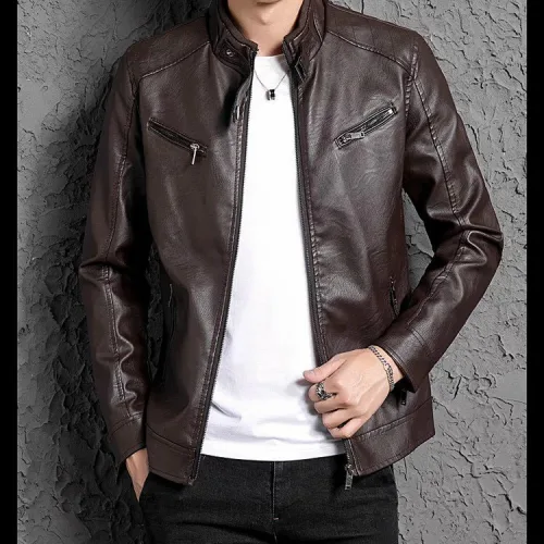 Áo Khoác Da Nam Lót Dù Khoá Kéo Cao Cấp (Có size to 3x)