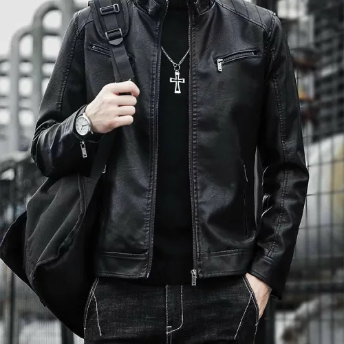 Áo Khoác Da Nam Lót Dù Khoá Kéo Cao Cấp (Có size to 3x)