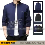 Áo Khoác Dù Nam Cổ Trụ Trong Lót Dù Sọc Có Túi Trong Cao Cấp