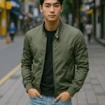 Áo Khoác Dù Nam Hai Lớp Trơn Cổ Đứng Tay Bo