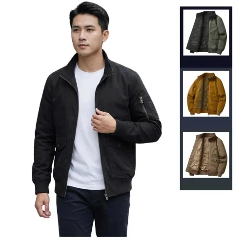 Áo Khoác Kaki Dày Lót Dù Nam Cổ Trụ Có Túi Trong Cao Cấp Big Size