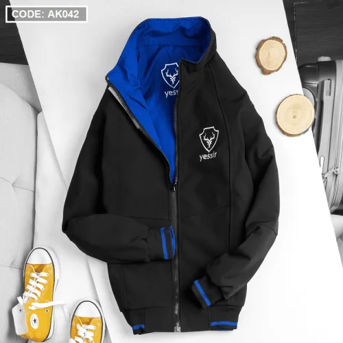 Áo khoác nam 2 lớp mặc được 2 kiểu thêu logo