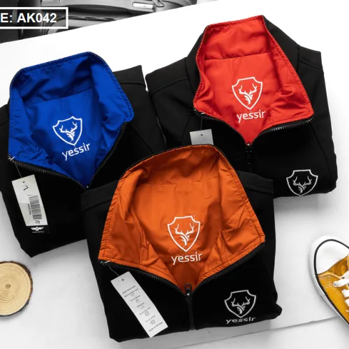 Áo khoác nam 2 lớp mặc được 2 kiểu thêu logo