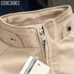 Áo Khoác Kaki Nam Cổ Trụ 2 Lớp Thêu Logo