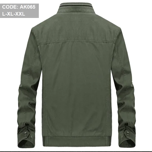 Áo Khoác Kaki Nam Cổ Trụ 2 Lớp Thêu Logo