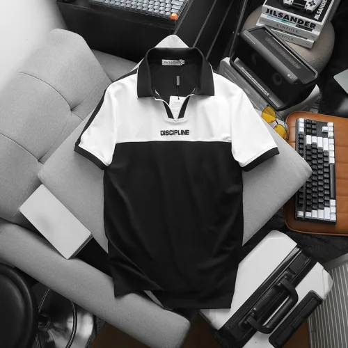 Áo Thun Cổ Bẻ Phối Màu Và Thêu Chữ Discipline (Có Size 3XL)