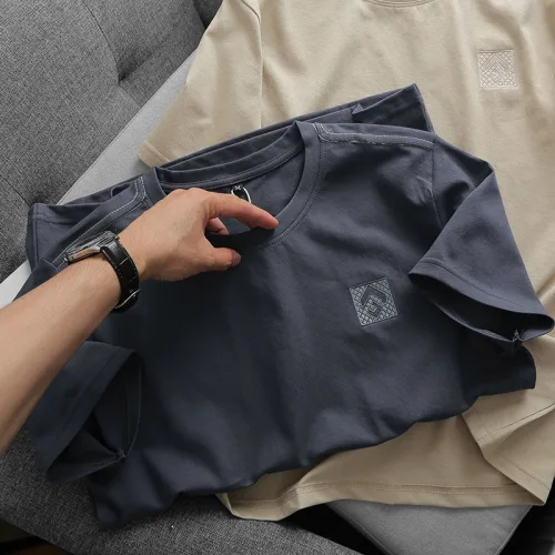 Áo Thun Cổ Tròn Nam Thêu Logo Trước Ngực (Có Size 3x)
