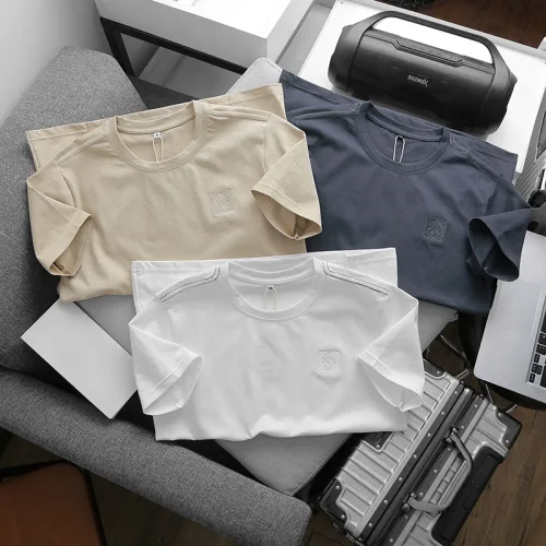 Áo Thun Cổ Tròn Nam Thêu Logo Trước Ngực (Có Size 3x)