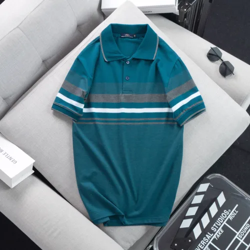 Áo thun cotton cổ bẻ sọc ngang( giá mới)