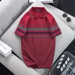 Áo thun cotton cổ bẻ sọc ngang( giá mới)