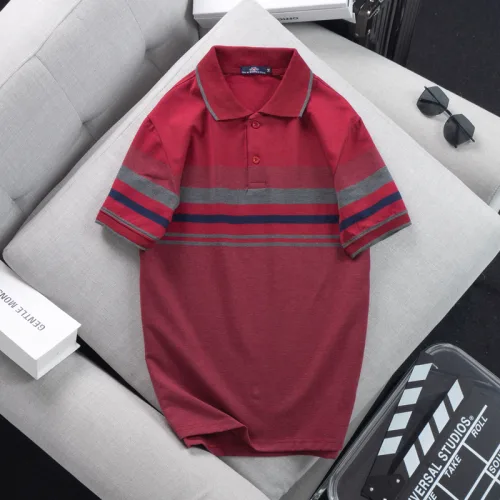 Áo thun cotton cổ bẻ sọc ngang( giá mới)