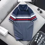 Áo thun cotton cổ bẻ sọc ngang( giá mới)